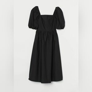 H&M Elegant Black Puff Sleeve Dress with Square Neckline